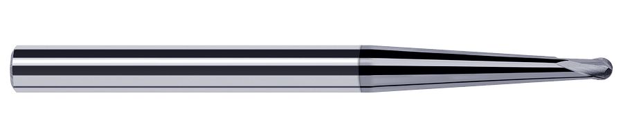 Picture of Harvey Tool 36925-C6 .050 Ball x 3 DEG x .500 RCH 2 FL Nano End Mill Standard Flute Standard Helix Carbide AlTiN Single End Ball NoseBall